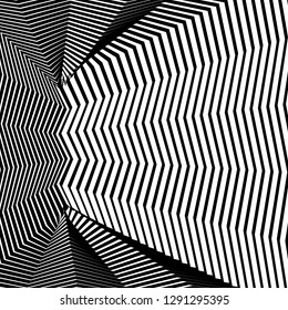 Abstract Vector Background of Waves, Line Stripes Irregular Wave Background, Abstract Minimal Design, Stylized Flowing Water 3d Illusion, Graphic Line Art