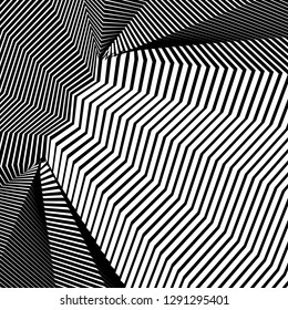 Abstract Vector Background of Waves, Line Stripes Irregular Wave Background, Abstract Minimal Design, Stylized Flowing Water 3d Illusion, Graphic Line Art