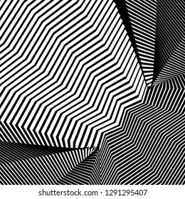 Abstract Vector Background of Waves, Line Stripes Irregular Wave Background, Abstract Minimal Design, Stylized Flowing Water 3d Illusion, Graphic Line Art