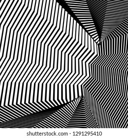 Abstract Vector Background of Waves, Line Stripes Irregular Wave Background, Abstract Minimal Design, Stylized Flowing Water 3d Illusion, Graphic Line Art