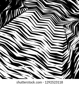 Abstract Vector Background of Waves, Line Stripes Irregular Wave Background, Abstract Minimal Design, Stylized Flowing Water 3d Illusion, Graphic Line Art
