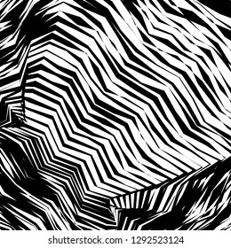 Abstract Vector Background of Waves, Line Stripes Irregular Wave Background, Abstract Minimal Design, Stylized Flowing Water 3d Illusion, Graphic Line Art