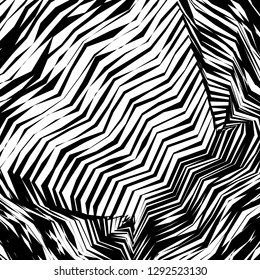 Abstract Vector Background of Waves, Line Stripes Irregular Wave Background, Abstract Minimal Design, Stylized Flowing Water 3d Illusion, Graphic Line Art