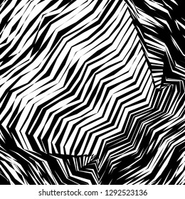 Abstract Vector Background of Waves, Line Stripes Irregular Wave Background, Abstract Minimal Design, Stylized Flowing Water 3d Illusion, Graphic Line Art