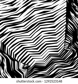 Abstract Vector Background of Waves, Line Stripes Irregular Wave Background, Abstract Minimal Design, Stylized Flowing Water 3d Illusion, Graphic Line Art