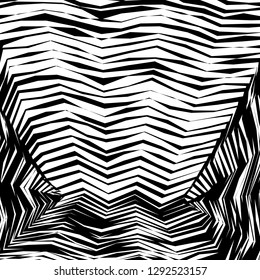 Abstract Vector Background of Waves, Line Stripes Irregular Wave Background, Abstract Minimal Design, Stylized Flowing Water 3d Illusion, Graphic Line Art