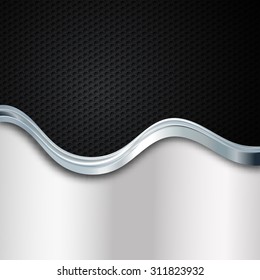 abstract vector background with waves and metallic elements