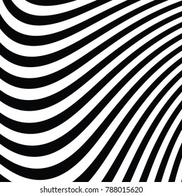 Abstract Vector Background of Waves,  Optical Illusion, Black and White Line Art, Wave Icon, Optical Art Background, Wave Design, Abstract Lines, Modern Striped Background