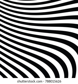 Abstract Vector Background of Waves,  Optical Illusion, Black and White Line Art, Wave Icon, Optical Art Background, Wave Design, Abstract Lines, Modern Striped Background
