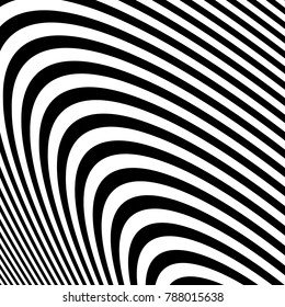 Abstract Vector Background of Waves,  Optical Illusion, Black and White Line Art, Wave Icon, Optical Art Background, Wave Design, Abstract Lines, Modern Striped Background, Zebra Stripes