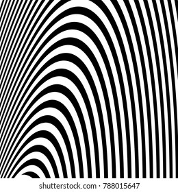 Abstract Vector Background of Waves,  Optical Illusion, Black and White Line Art, Wave Icon, Optical Art Background, Wave Design, Abstract Lines, Modern Striped Background, Zebra Stripes