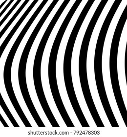Abstract Vector Background of Waves,  Optical Illusion, Black and White Line Art, Wave Icon, Optical Art Background, Wave Design, Abstract Lines, Modern Striped Background, Zebra Stripes