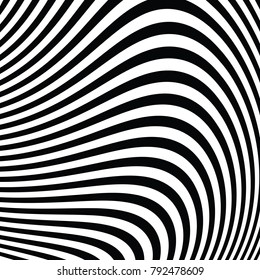 Abstract Vector Background of Waves,  Optical Illusion, Black and White Line Art, Wave Icon, Optical Art Background, Wave Design, Abstract Lines, Modern Striped Background
