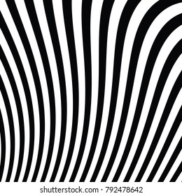 Abstract Vector Background of Waves,  Optical Illusion, Black and White Line Art, Wave Icon, Optical Art Background, Wave Design, Abstract Lines, Modern Striped Background