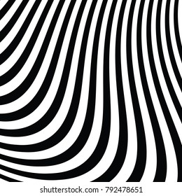 Abstract Vector Background of Waves,  Optical Illusion, Black and White Line Art, Wave Icon, Optical Art Background, Wave Design, Abstract Lines, Modern Striped Background