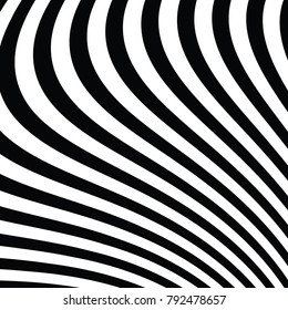 Abstract Vector Background of Waves,  Optical Illusion, Black and White Line Art, Wave Icon, Optical Art Background, Wave Design, Abstract Lines, Modern Striped Background
