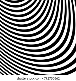 Abstract Vector Background of Waves,  Optical Illusion, Black and White Line Art, Wave Icon, Optical Art Background, Wave Design, Abstract Lines, Modern Striped Background, Zebra Stripes