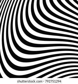 Abstract Vector Background of Waves,  Optical Illusion, Black and White Line Art, Wave Icon, Optical Art Background, Wave Design, Abstract Lines, Modern Striped Background