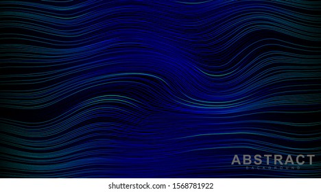 abstract vector background. wavy line pattern with a light blue color gradient. illustration of a dark glowing vector design