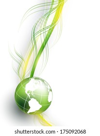abstract vector background with wavy lines and globe. Eps10