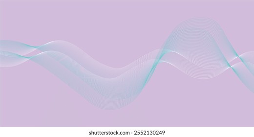 Abstract vector background with wavy lines.Musical particle pulsing. Blue energy flow concept. 3D rendering.Dynamic sound wave isolated on white background