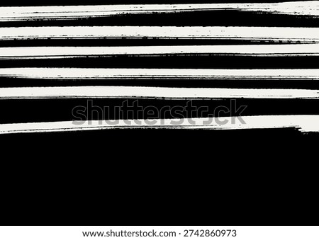 Abstract vector background with white brush stripes on dark surface, grunge paint texture creating bold modern pattern for design and branding.