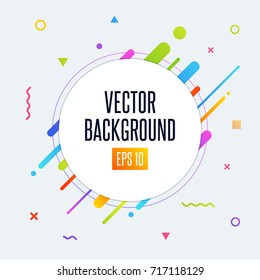 Abstract vector background with white circle for text message and abstract colorful elements. Modern neon lines and design elements for your art. Vector EPS 10 background