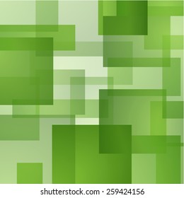 Abstract vector background with white and green transparent rectangles