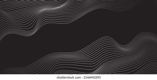 Abstract vector background white line on black background for your design, banner, social media post. 10 eps