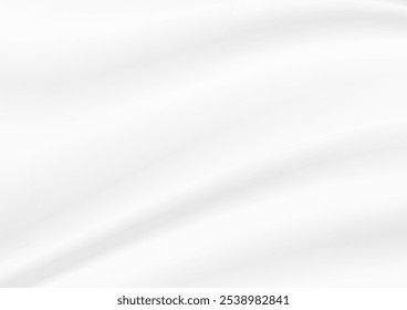 Abstract vector background white rpppled fabric or cloth with soft waves folds illustration