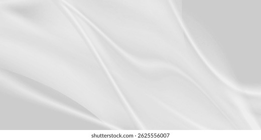 Abstract vector background white rpppled fabric or cloth with soft waves folds illustration
