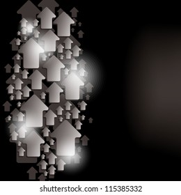 abstract vector background of white upward glowing arrows