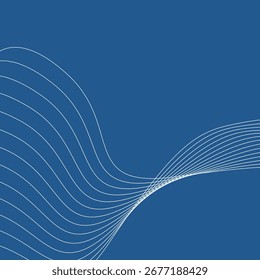 Abstract vector background with white wavy lines and blue background.