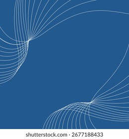 Vetor de fundo abstrato com linhas onduladas brancas e fundo azul.