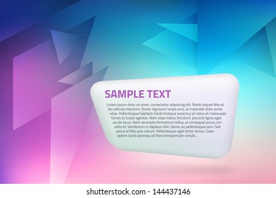 Abstract vector background width speech bubble for design blue and pink, layered.