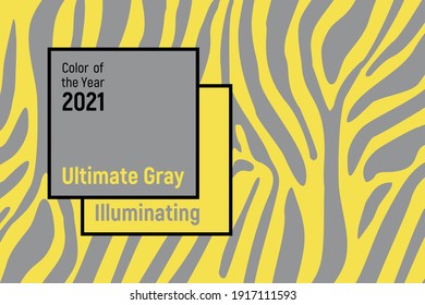 Abstract Vector Background. Wild Animal Skin Texture. Ultimate Gray And Illuminating - Colors Of The Year 2021. Pantone 17-5104 And 13-0647. 