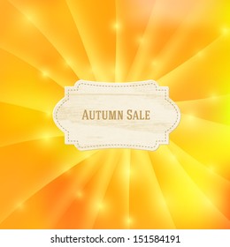 Abstract vector background with wooden label. Place your text inside the label.