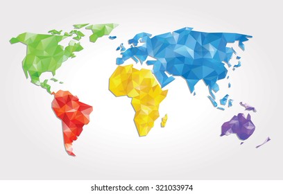 abstract vector background with world map with triangles