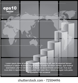 Abstract vector background with the world map and a chart - financial design