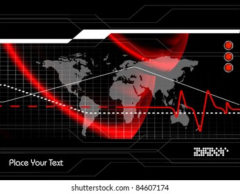 abstract vector background with world map  and pulse. Eps10
