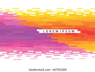 Abstract vector background. Yellow, orange, purple and pink horizontal striped lines. Copy space.