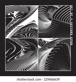 Abstract vector backgrounds, 4 monochrome in the set. eps8