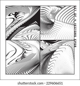 Abstract vector backgrounds, 4 monochrome in the set. eps8