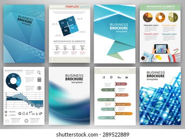 Abstract vector backgrounds and brochures for web and mobile applications. Business and technology infographic, icons, creative template design for presentation, poster, cover, booklet, banner.