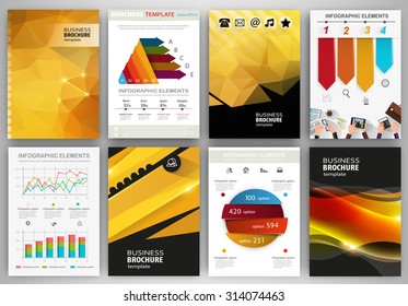 Abstract vector backgrounds and brochures for web and mobile applications. Business and technology infographic, icons, creative template design for presentation, poster, cover, booklet, banner.