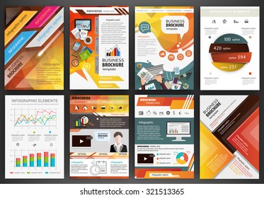 Abstract vector backgrounds and brochures for web and mobile applications. Business and technology infographic, icons, creative template design for presentation, poster, cover, booklet, banner.