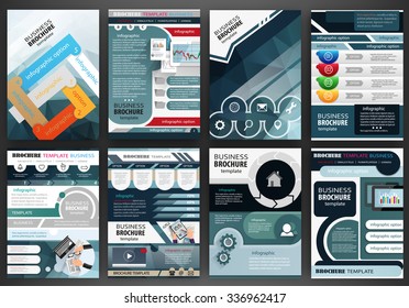 Abstract vector backgrounds and brochures for web and mobile applications. Business and technology infographic, icons, creative template design for presentation, poster, cover, booklet, banner.
