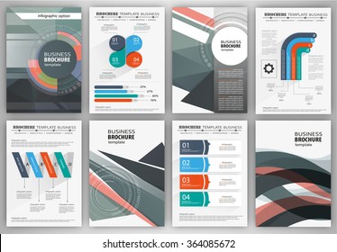 Abstract vector backgrounds and brochures for web and mobile applications. Business and technology infographic, icons, creative template design for presentation, poster, cover, booklet, banner.