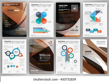 Abstract vector backgrounds and brochures for web and mobile applications. Business and technology infographic, icons, creative template design for presentation, poster, cover, booklet, banner.