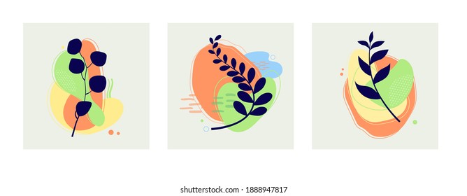 abstract vector backgrounds with elements of leaves and branches.